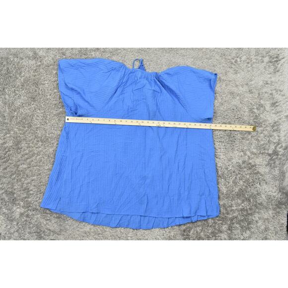 Lane Bryant Blue Blouse Plus Size 26/28 Cotton Blend Short Sleeve Keyhole - Picture 4 of 7